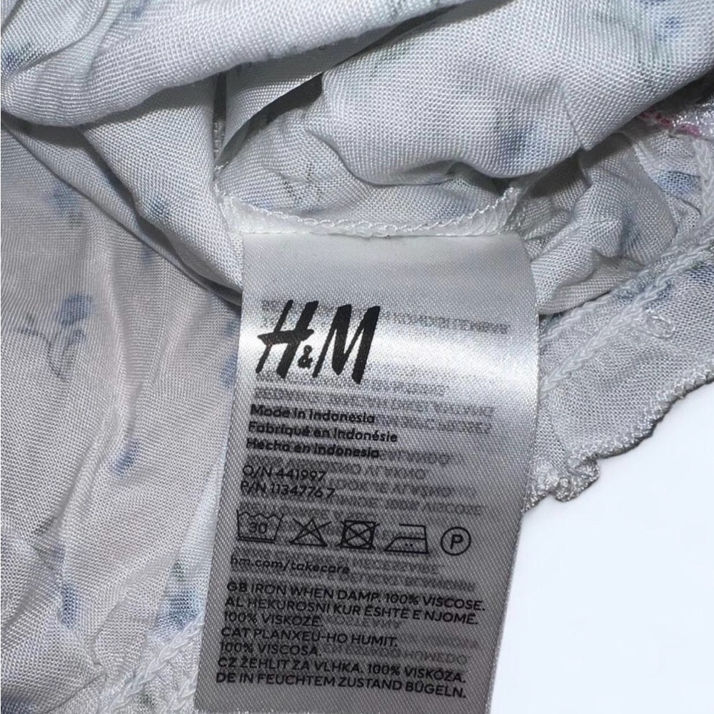 NWT H&M Floral Ruffle Sleeve Ruched Crop Blouse Size L - Picture 4 of 4